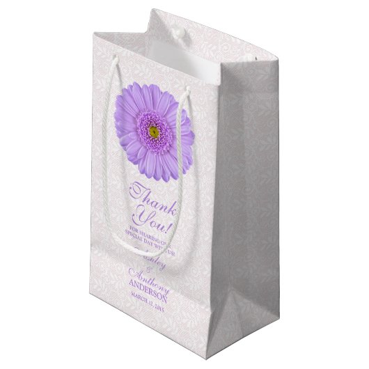 Sac cadeau mariage Purple Gerber Daisy Dace (Devant Angle)