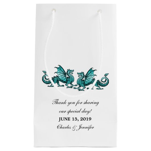Sac cadeau Mariage turquoise Elegant Dragons (Devant)