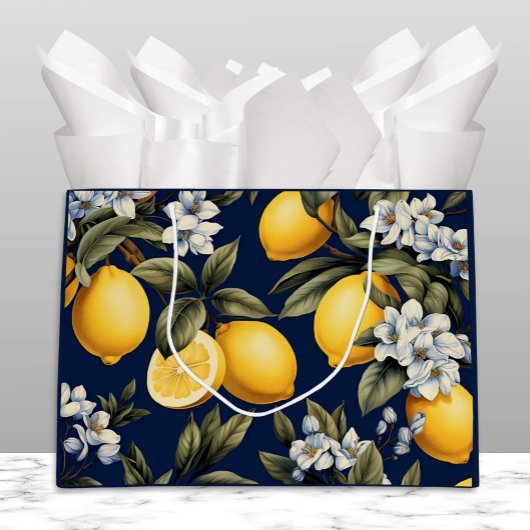 Sac Cadeau Marin Citrons et Fleurs de Méditerranée