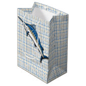 Sac cadeau - Marlin bleu sur Plaid (Devant Angle)