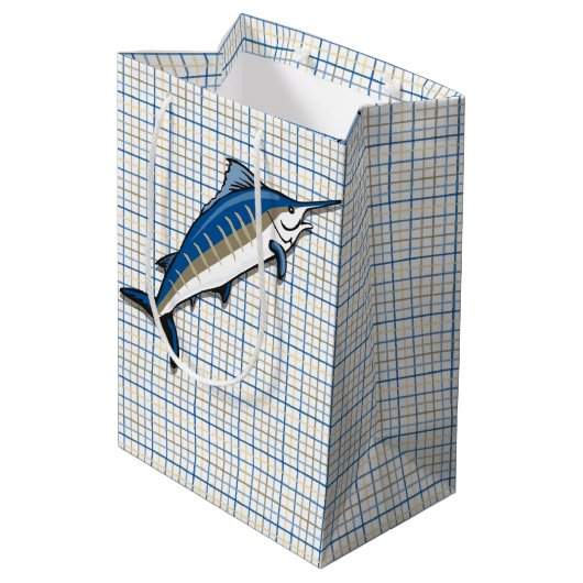 Sac cadeau - Marlin bleu sur Plaid (Dos Angle)