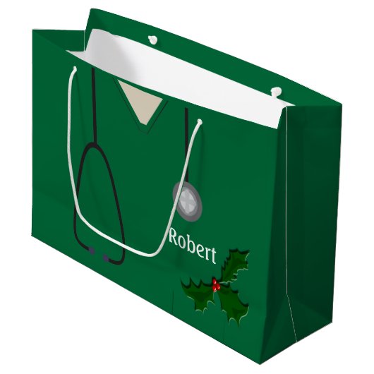 Sac cadeau Médicale Green Holly Lg (Devant Angle)