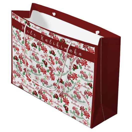 Sac cadeau Mele Kalikimaka pour Hibiscus hawaïens (Devant Angle)