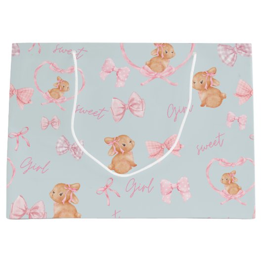 Sac cadeau menthe lapins et vaches mignons (Devant)