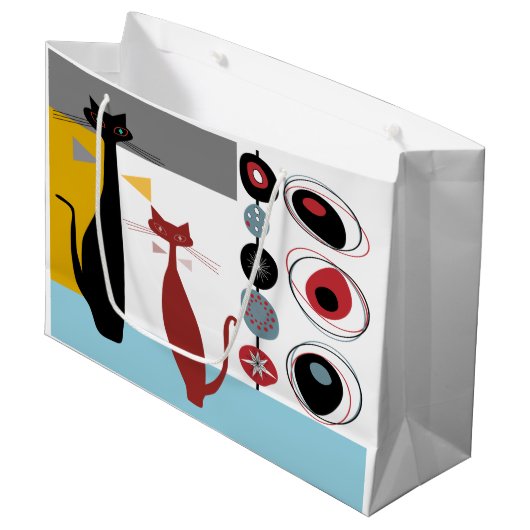 Sac Cadeau | Mid-Century Moderne 2 Chats (Devant Angle)