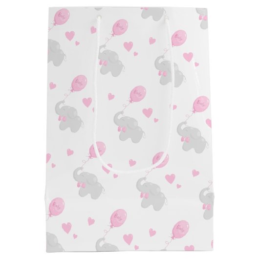 Sac cadeau mignon Baby shower fille éléphant ballo (Dos)