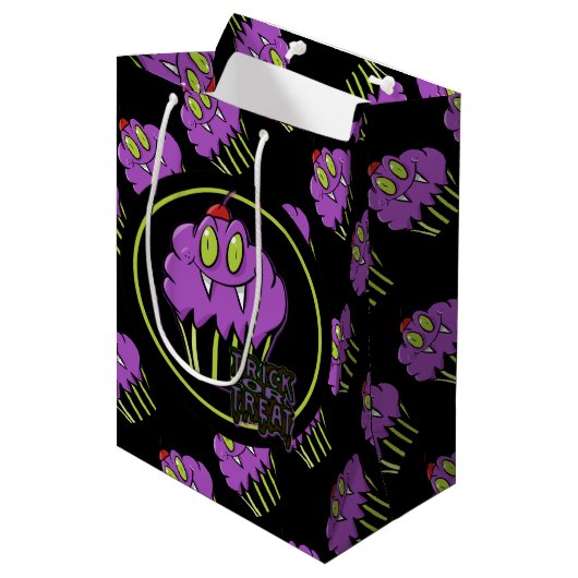 Sac cadeau mignon Halloween violet Vampire Cupcake (Devant Angle)