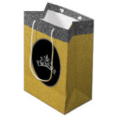 Sac cadeau Miss Pageant Crown Gold FX Glitter (Devant Angle)