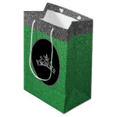 Sac cadeau Miss Pageant Crown Green FX Glitter (Devant Angle)