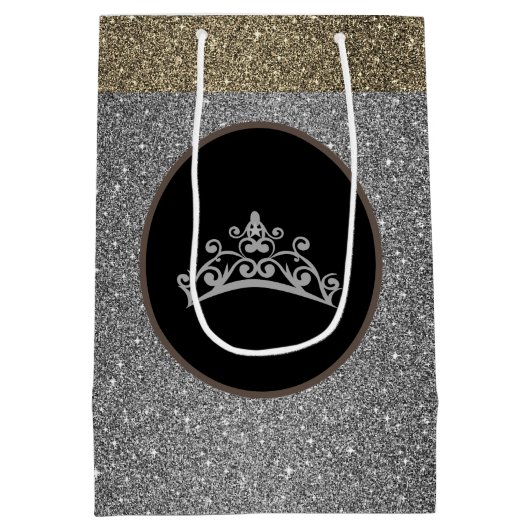 Sac cadeau Miss Pageant Tiara Crown Silver FX Glit (Dos)