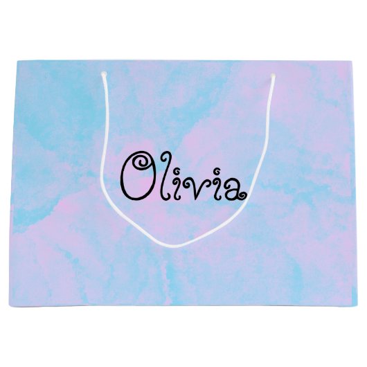 Sac cadeau moderne rose clair et bleu (Devant)