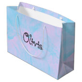 Sac cadeau moderne rose clair et bleu (Dos Angle)