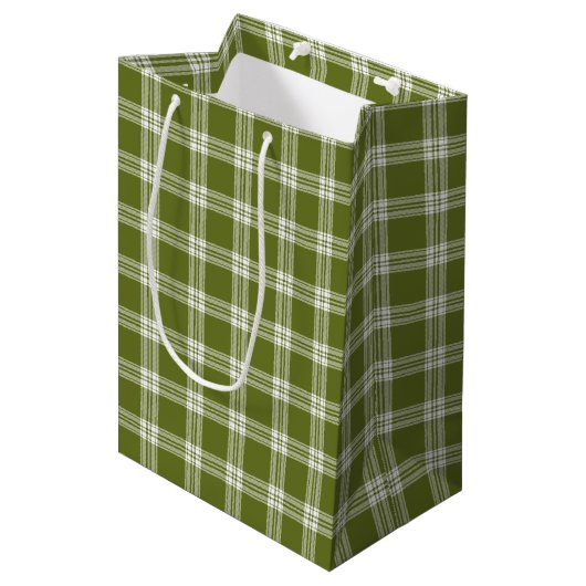Sac cadeau moderne vert Tartan Plaid (Devant Angle)