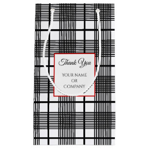 Sac cadeau modifiable à carreaux Glen noir et blan
