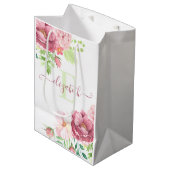 Sac cadeau monogramme d'aquarelle florale (Devant Angle)