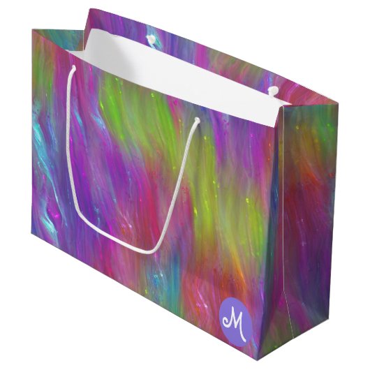 Sac cadeau Monogramme en verre arc-en-ciel fondu (Devant Angle)