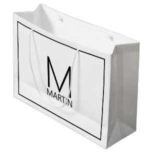 Sac Cadeau Monogramme et nom personnalisé moderne Grand cadea