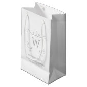 Sac cadeau Monogramme Gris Whimsical Flourd (Devant Angle)