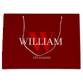 Sac cadeau monogramme moderne rouge et blanc (Devant)