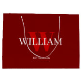 Sac cadeau monogramme moderne rouge et blanc (Dos)