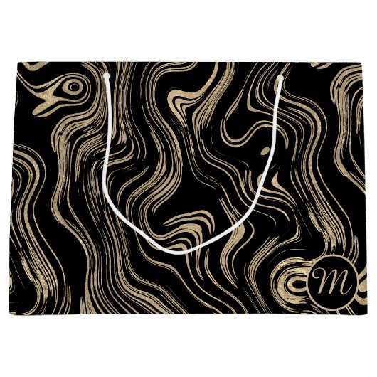 Sac cadeau Monogramme or marbré (Devant)