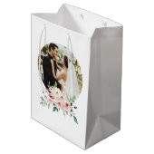 Sac cadeau monogramme photo Aquarelle rose rose (Dos Angle)