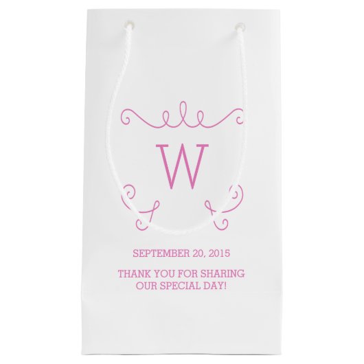 Sac cadeau Monogramme Rose Whimsical Flourd (Devant)