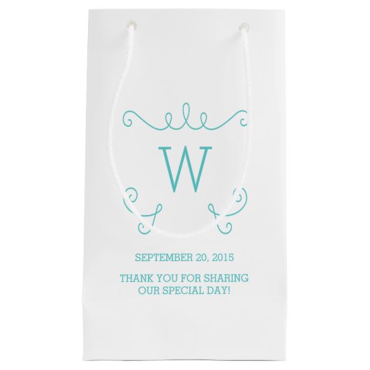 Sac cadeau Monogramme turquoise Whimsical Flourd (Devant)