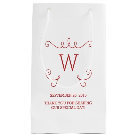 Sac cadeau Monogramme Whimsical Rouge (Devant)
