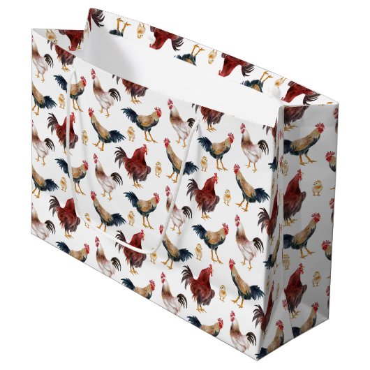 Sac cadeau Motif au poulet aquarelle (Devant Angle)
