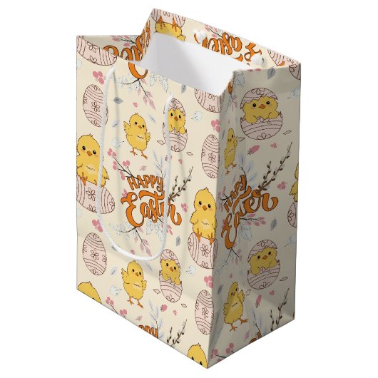 Sac cadeau Motif de poussins de Pâques mignon (Devant Angle)