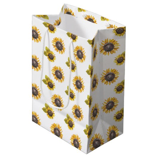 Sac cadeau Motif de tournesol d'aquarelle (Devant Angle)