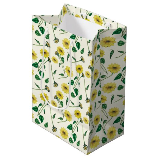 Sac cadeau Motif de tournesol d'aquarelle (Devant Angle)
