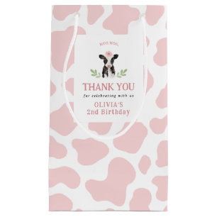 Sac cadeau Motif de vache rose
