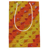 Sac cadeau - motif diagonal jaune et orange (Devant)