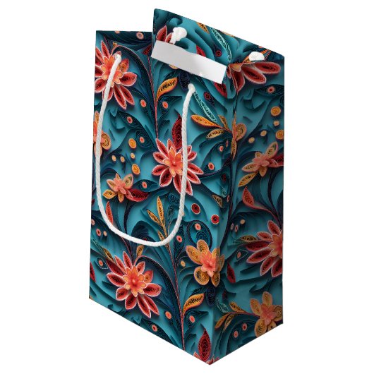 Sac cadeau motif en papier floral sans sourire (Dos Angle)