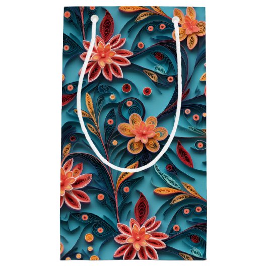 Sac cadeau motif en papier floral sans sourire (Devant)