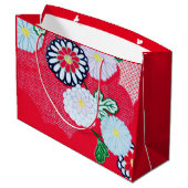 Sac cadeau MOTIF KIMONO ROUGE JAPONAIS AVEC FLEURS (Dos Angle)