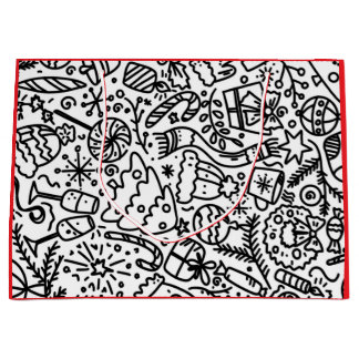 SAC CADEAU MOTIF NOIR ET BLANC POUR NOËL