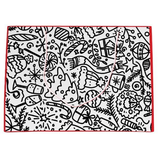 SAC CADEAU MOTIF NOIR ET BLANC POUR NOËL (Devant)