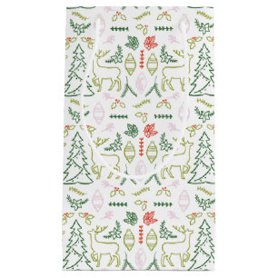 Sac cadeau Motif scandinave rouge et vert