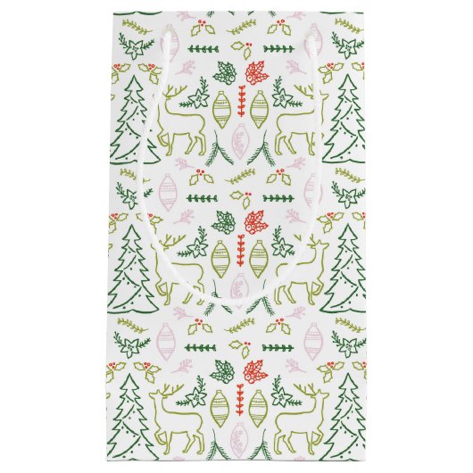 Sac cadeau Motif scandinave rouge et vert (Devant)