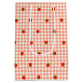 SAC CADEAU MOYEN いちご&ギンガムチェック(サーモンピンク) (Dos)