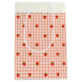 SAC CADEAU MOYEN いちご&チェック(オレンジ) ミディアムペーパーバッグ (Devant)