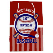 Sac Cadeau Moyen 00e fête d'anniversaire - Baseball - Rouge foncé (Devant)