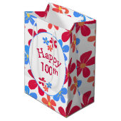 Sac Cadeau Moyen 100e Anniversaire Marguerite Sur Blanc (Devant Angle)
