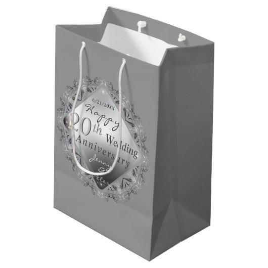 Sac Cadeau Moyen 10,11,20,25e, 70e Mariage (Dos Angle)