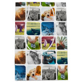 Sac Cadeau Moyen 10 Modèle de grille photo Carré arrondi blanc cadr (Devant)