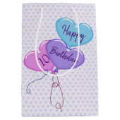 Sac Cadeau Moyen 10e anniversaire Ballons et Coeurs (Devant)