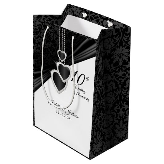 Sac Cadeau Moyen 10e anniversaire du Mariage Onyx - (Dos Angle)